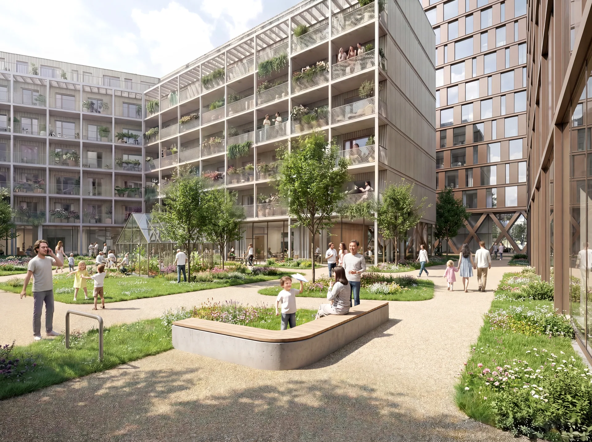 NORDSTERN Projekt - Innenhof, helle Fassade